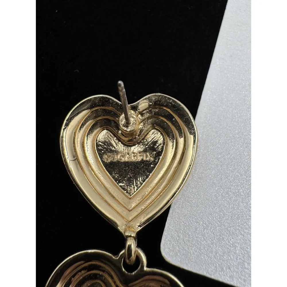 New SUGARFIX by BAUBLEBAR Multi Heart Dangle Drop Gold‎ Tone Valentines Earrings